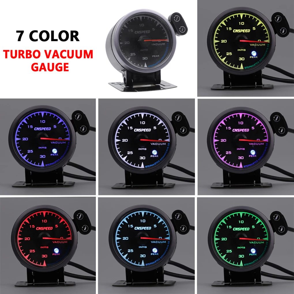 Автомобильный турбо Boost Gauge 60 мм/2," 7 световых цветов подсветки турбо вакуумный манометр автоматический универсальный цифровой метр