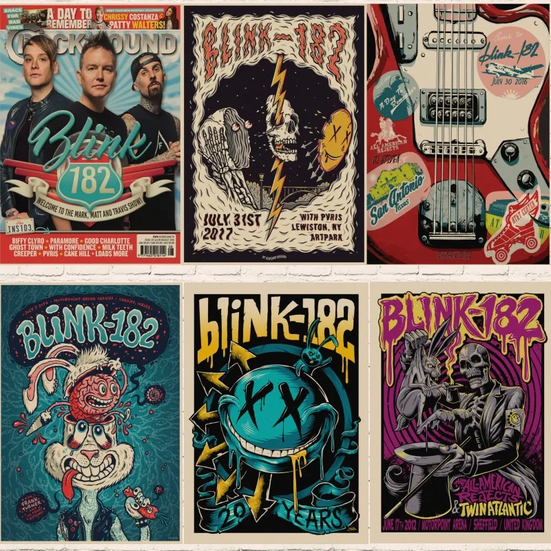 ВИНТАЖНЫЙ ПЛАКАТ The Blink 182 рок-группа крафт ретро панк-рок плакат Европейская и