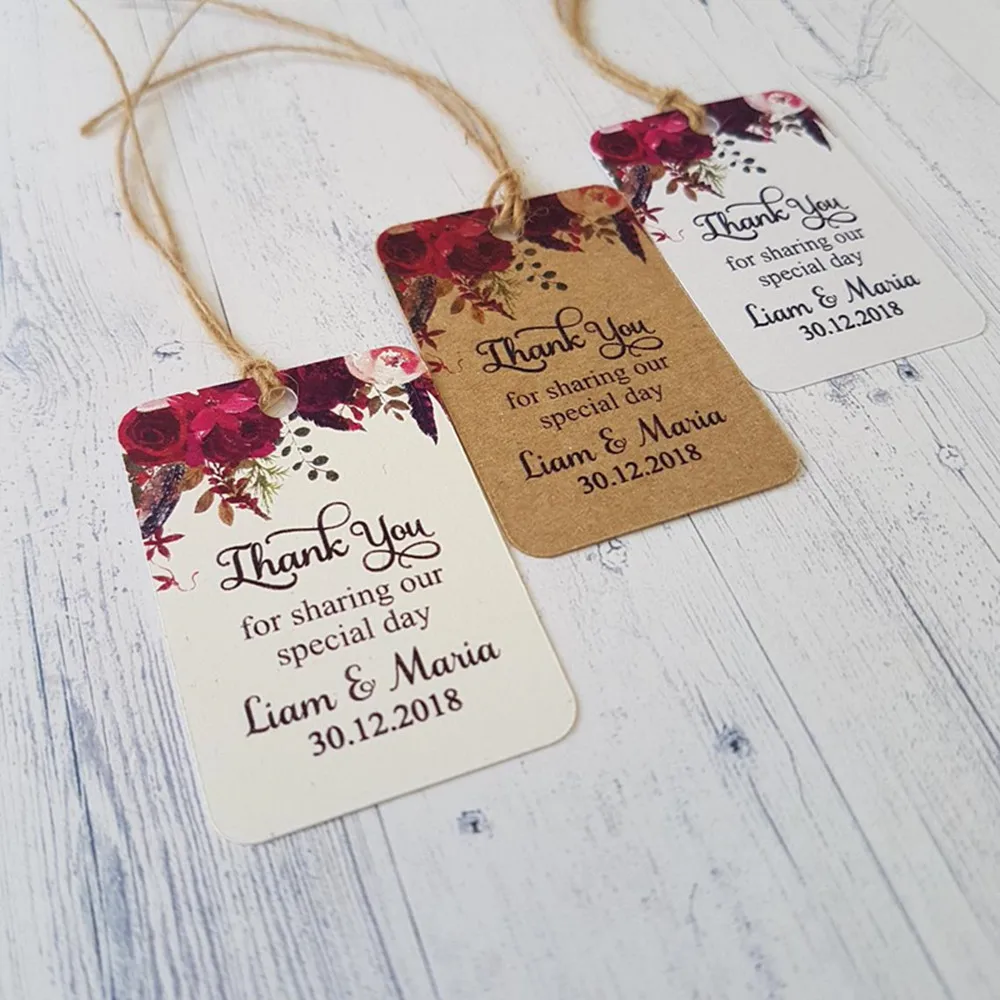 customized Flower Wedding gift Tags Personalised name Bridal shower bachelor Thank You For Sharing Our Special Day favor tag | Дом и сад