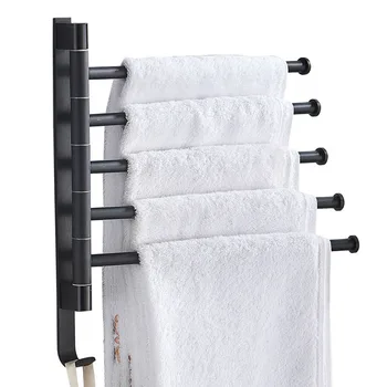 

Wall Free Punching Towel Rail Holder Aluminum alloy 2/3/4/5 Swivel Rack Rotating Towel Racks Towel Holder for Bathroom Kitchen