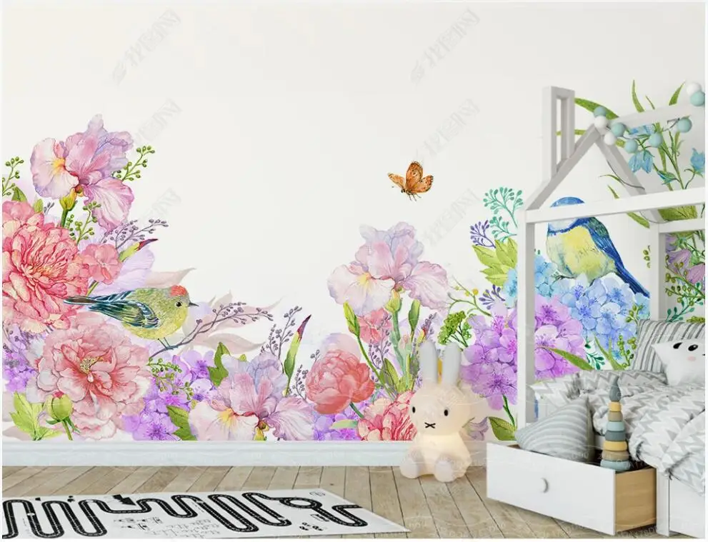 

Custom mural 3d photo wallpaper European hand-painted color flower butterfly home decor living room wallpaper for walls 3 d