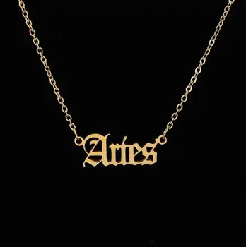 2020 New Constellation Zodiac Necklaces Jewelry for Women Antique Style Designed Letter Taurus Aries Necklaces Collier