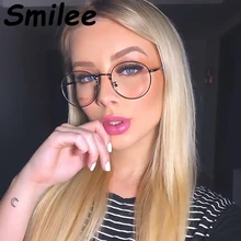 Сексуальный анти-синий светильник, очки, Золотые очки, оправа для женщин, прозрачные линзы, металлические круглые прозрачные очки, мода для компьютера