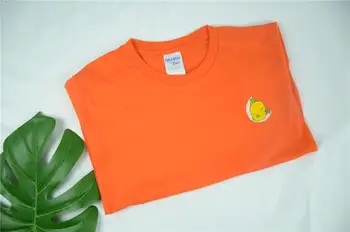 

Kids Cotton Orange T-shirt Boys clothes Embroidery Stitching Pattern baby Girl Casual Children Tshirts Custom