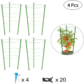 

45CM Plant Support Stand Bracket Garden Tools Climbing Tomato Cage Flower Vegetables Vine Rack Clips Watering Spikes Trellis