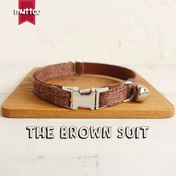 

100pcs/lot MUTTCO wholesale self-design handmade high quality cat collar like gentleman THE BROWN SUIT cat collar 2 sizes UCC039