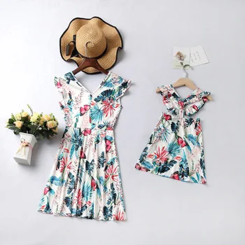

2020 Summer Family Dress Mother and Daughter Matching Girl Daughter Outfits Dresses Mom And Daughter Matching Clothes Cotton