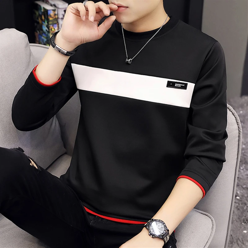 2019футболка мужская с длинным рукавом Осенняя одежда тонкая Crewneck мужская одежда куртка мужская одежда