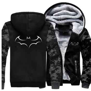 

Cartoon Series Printed Batman Hoodies For Male Winter Thicken Zipper Jackets Casual Hip Hop Mens Coats Funny Harajuku Men Jacket