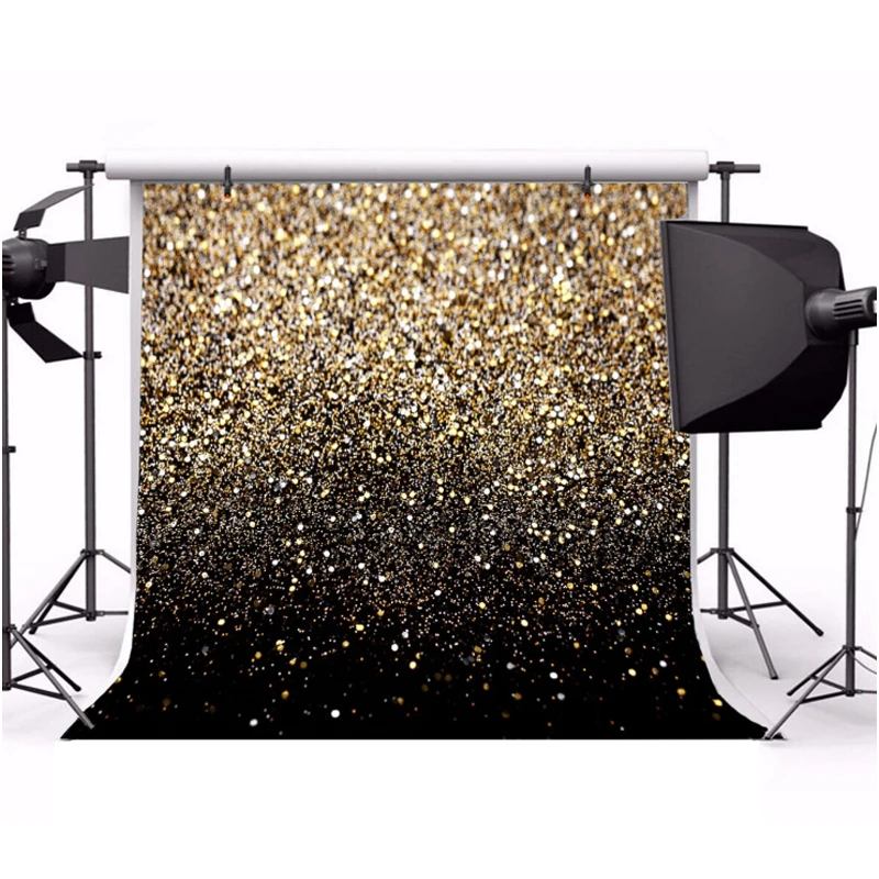 

Sparckle Glitter Black Gold Dots Photographic Background Cloth Party Decoration Photography Background For Photo Studio Backdrop