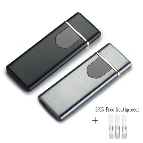 1black 1silver Ультратонкая USB сигарета зажигалка сенсорная Индукционная электронная сигарета зарядка зажигалки металлические ветрозащитные мужские гаджеты для курения - Цвет: 1black 1silver