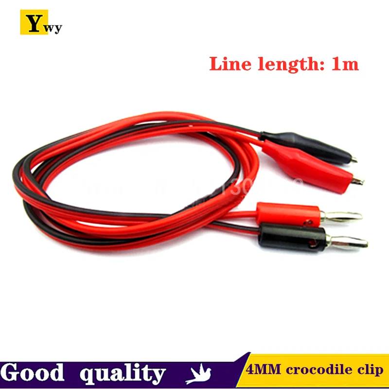 1 Set 4MM red black line banana head to crocodile clip multimetro line 1M banana head to double clip red black power test line
