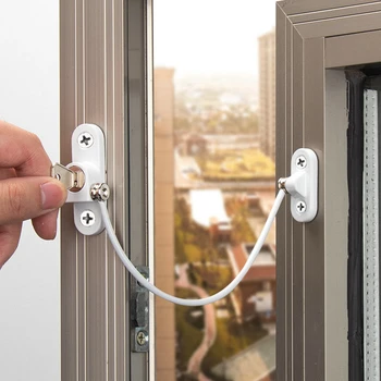 

1x Window Door Restrictor Security Cable Key Lock Catch Wire Child Baby Safety