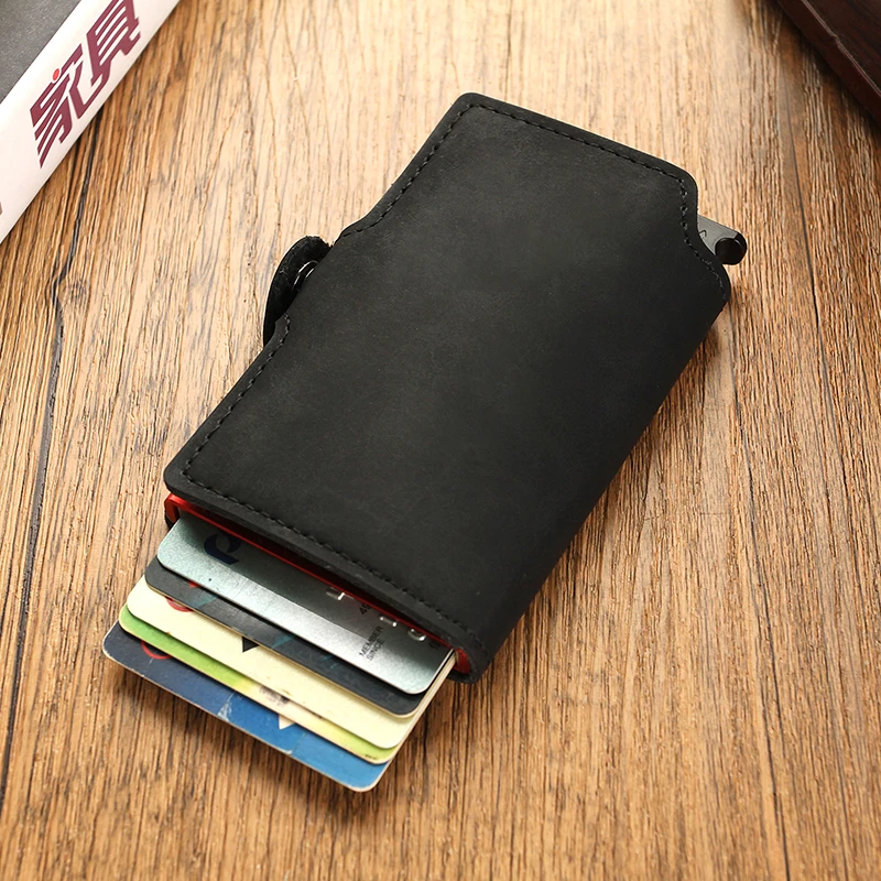 DIENQI Thin Wallet Luxury Leather Security Men Women Card Holder Wallet Ridge wallets Mini Purse Red Magic Wallet 2021 Walet 5