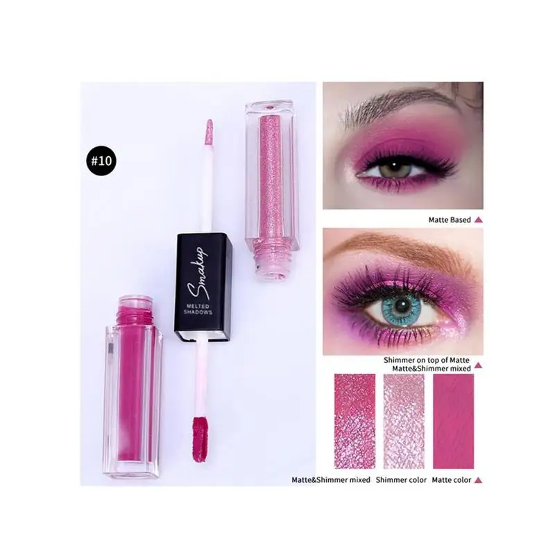 Ten-color Double-headed Eyeshadow Pearlescent Palette Liquid Matte Brightening Eye Makeup Professional Makeup Tools - Цвет: 10