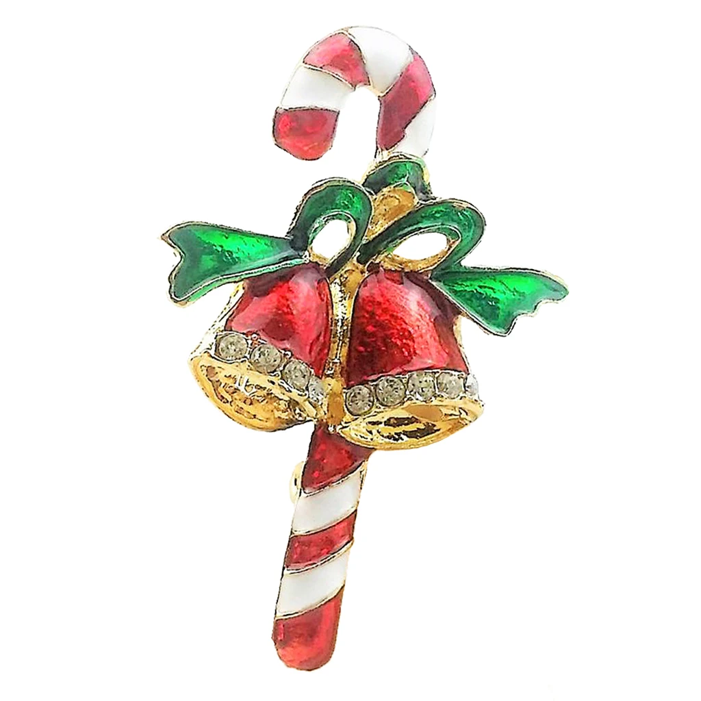 Cartoon Christmas Brooch Lapel Pin Enamel Christmas Themed Walking Stick