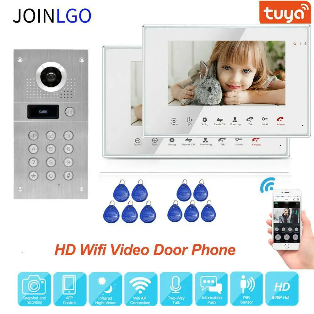 Видеодомофон с Wi Fi 720P AHD 7 дюймов ИК камера 2 экрана|Видеодомофон| |