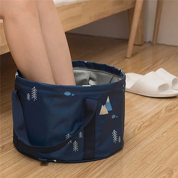 

Hot Sale Fashion Portable Travel Folding Footbath Washbasin and Vegetable Bag with Handle Multifunctional Outdoor Fish Tank