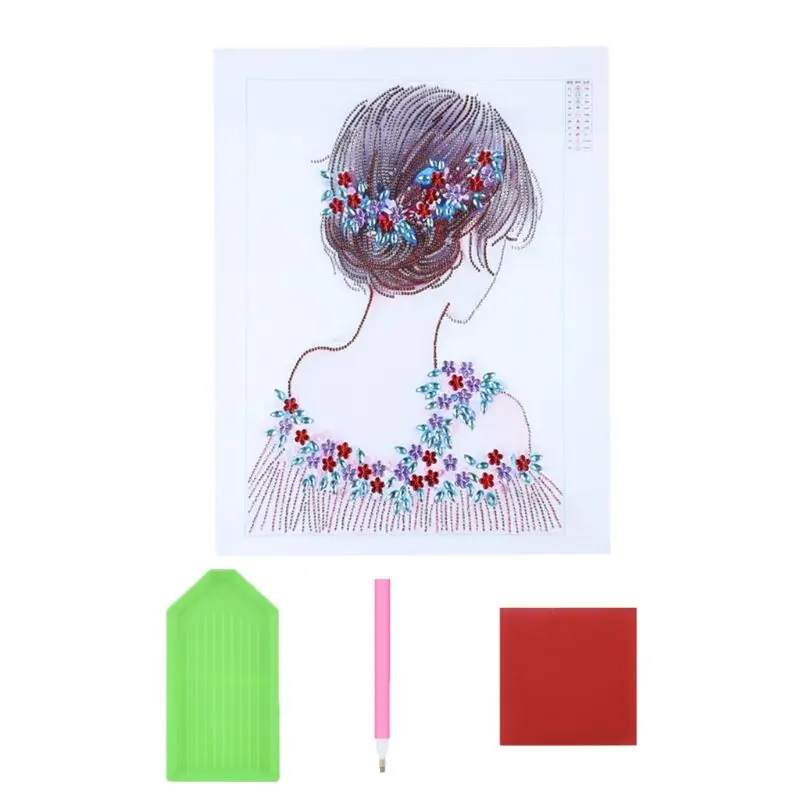 

5D Special Shaped Diamond Girl Painting by Number Kits, Rhinestone Embroidery Cross Stitch Pictures for Christmas Home Decor