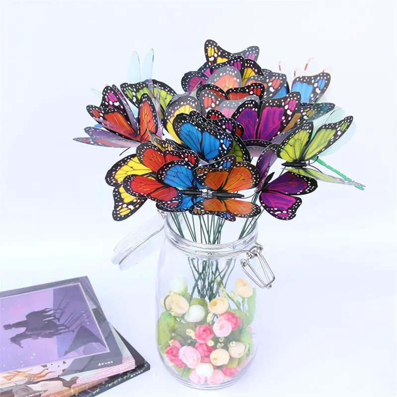 Искусственные бабочки стрекозы 24 шт.|Декоративные стойки и флюгеры| |