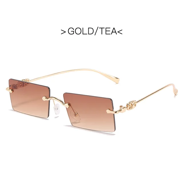 2021 Fashion Square Glasses Women Sunglasses Classic Vintage Metal Frame Eyeglasses Male Female Luxury Sun Glasses Uv400 Auburn