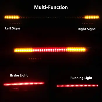 

2pcs Red&Amber Motorcycle Strip Light 3528+3014 48 SMD LED Lamp Flexible Motor Light Auto Car Taillight Brake Turn Signal Lights