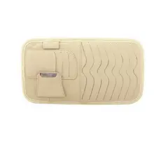 Car Cd Holder Auto Visor Dvd Disc Card Case Leather Clipper Bag Style Car Interior Organizer Cover Storage For A4 B6 A3 1Pcs(China)