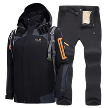 Мужской лыжный костюм зимний теплый непродуваемый Водонепроницаемый Спорт на открытом воздухе Снежная куртка и брюки Горячая Лыжная Экипировка Мужская t сноуборд куртка Наборы для мужчин