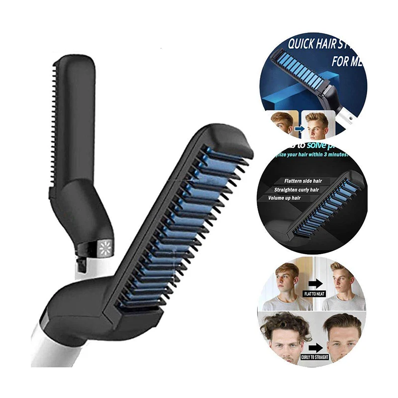 

2019 Updated Beard Straightener Man's Hair Flat Iron Fast Heated Straightening Comb Beard and Hair Show Cap Hair Styler For Male