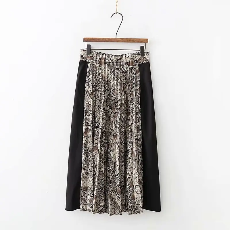 

2018 Autumn WOMEN'S Dress New Style Animal Pattern Printed Pleated Skirt Mid-length Skirt 1633