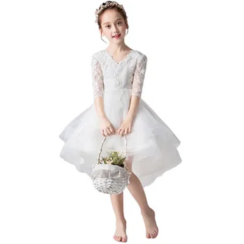 

2019 Brand New high end Flower girl dress White Wedding ball gown for girls Summer dress Vestido Party princess