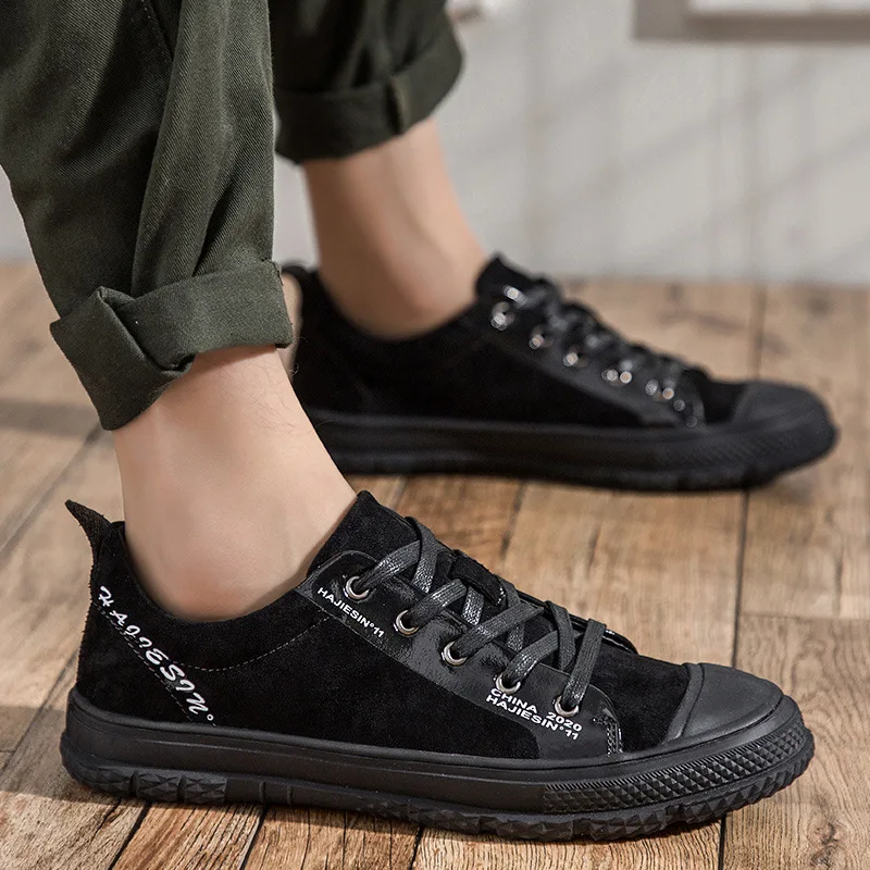 

2019 Autumn Korean-style Trend Versatile Low Top Sneakers Men Casual Leather Shoe Retro England Wave MEN'S SHOES