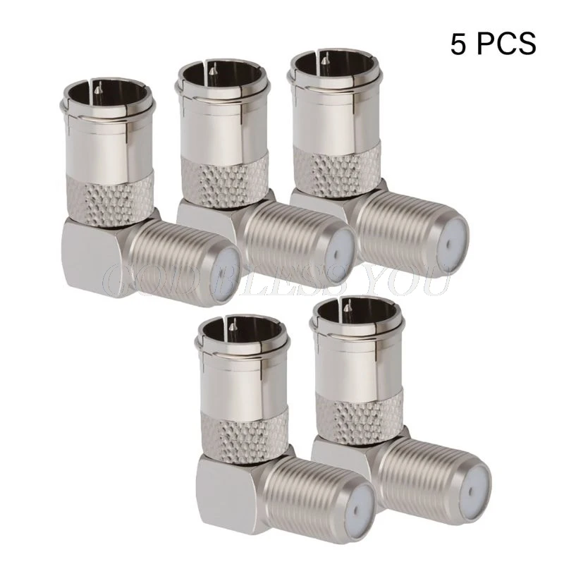 5 Pcs 90 Degree Right Angled TV Aerial Cable Connector RF Coaxial F Female to Plug Socket Drop Shipping | Обустройство дома