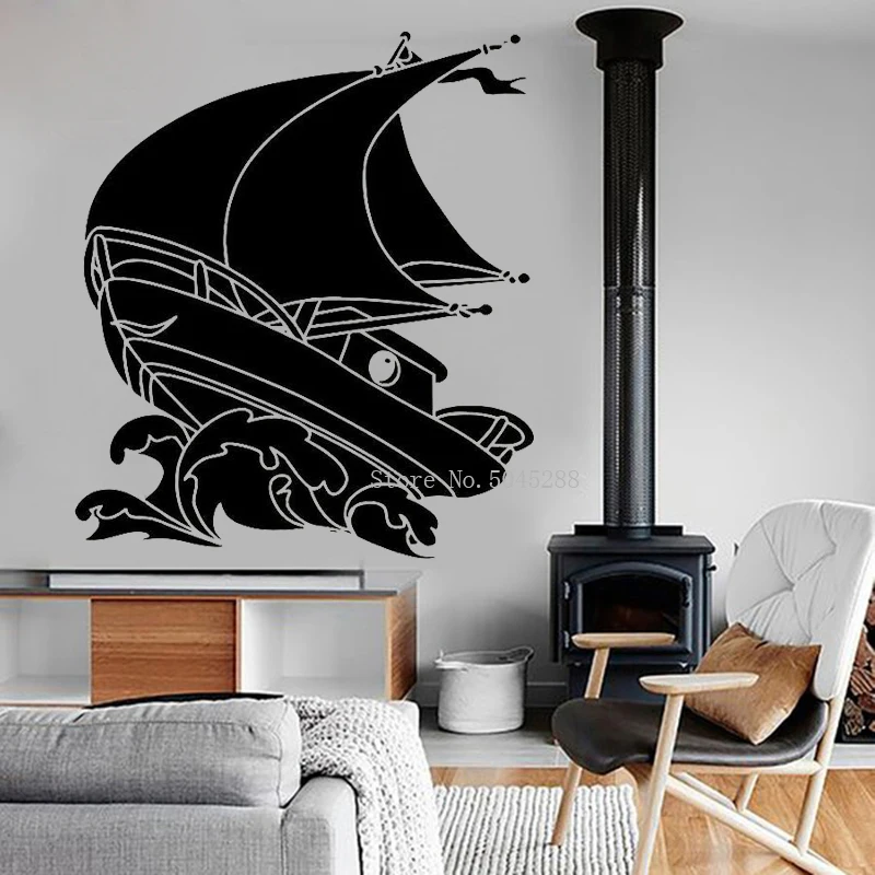 Ship Wall Decal Wall Sticker Vinyl Mural Boat Sailing Wall Stickers for
