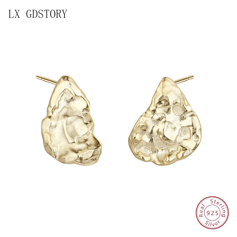 Новые серьги для женщин, серьги, ювелирные изделия из стерлингового серебра S925 пробы, серьги-гвоздики, необычные серьги, Золотые серьги, модные украшения для ушей