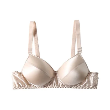

2020 New Full Cup Silk Ladies Bra Mulberry Silk Seamless Underwear No steel Ring Ladies Suit Push Up Bralette 75-105ABCD