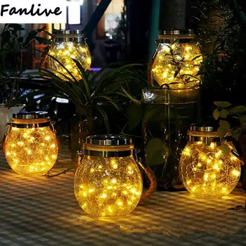

10pcs 30 LEDs Solar Night Light Crack Ball Glass Jar ing Lamp Handing String Light Outdoor Garden Tree Decoration Light