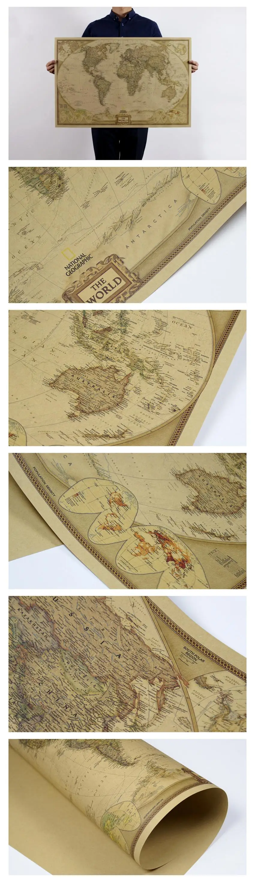 Винтажная карта мира, крафт-бумага, настенная Ретро Карта мира, национальная карта, Настенная карта, украшение для дома, гостиной, 72x47 см