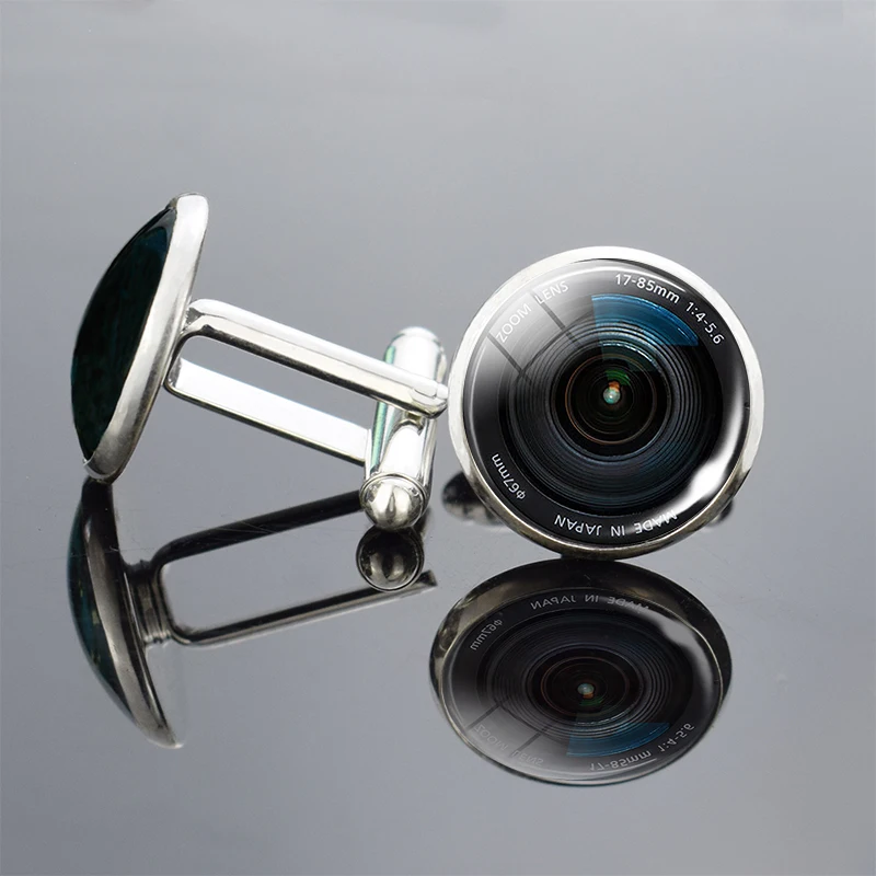 as show New Fashion Lenses Cufflinks Camera Lens Cuff Link Glass Cabochon Cufflinks For Mens - Окраска металла: as show