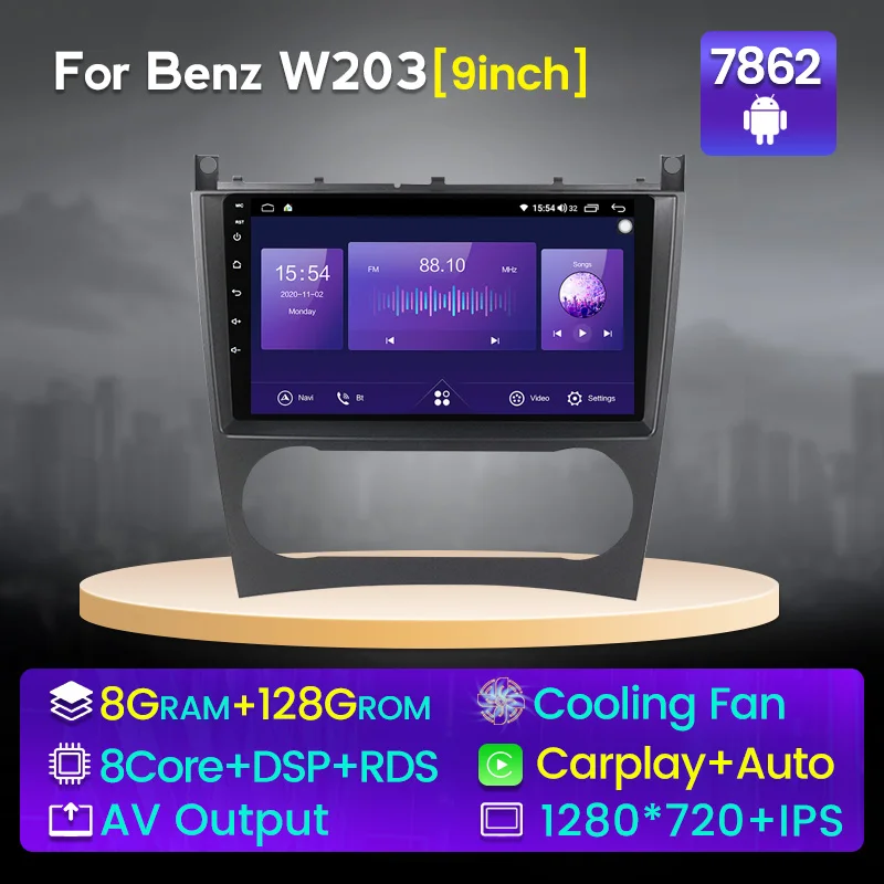 8G + 128G IPS 4G Android 11 мультимедийный плеер авторадио GPS для Mercedes Benz C-Class W203/CLC W203/CLK W209