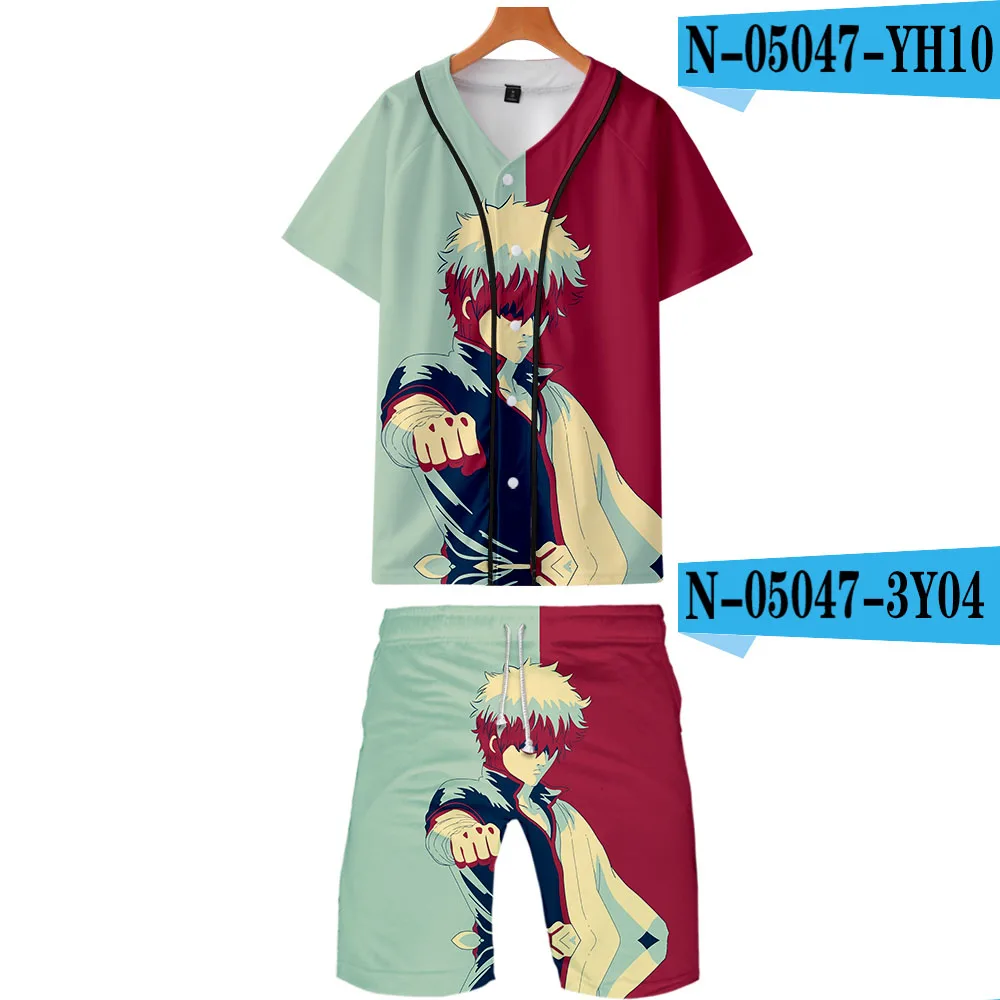 GINTAMA комплект из двух предметов, куртки и шорты, Kpop, модная новинка, с крутым принтом, комплект из бейсбольной куртки для мужчин, уличная одежда - Цвет: F