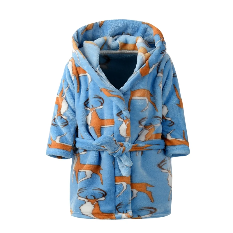 Г. Зимняя фланелевая детская одежда для сна, Халат теплый банный халат с капюшоном для девочек, милые детские пижамы с рисунками животных для мальчиков, От 2 до 8 лет