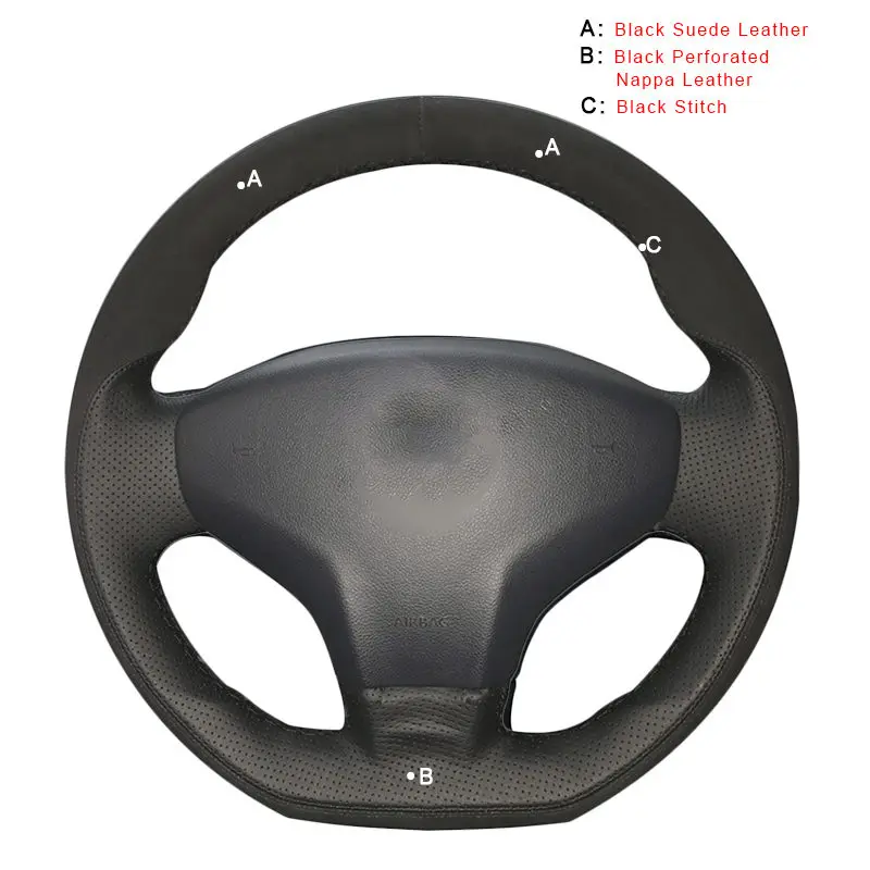Suede and Nappa Авто оплетка на руле Крышка для Citroen Elysee C-Elysee Elysee peugeot 301 2013- автомобильные чехлы автостайлинг - Название цвета: Suede and Nappa