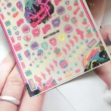 New Style Nail Stickers Decals Neon Light Flamingo Teddy Bear Pattern Self Adhesive Nail Art DIY Manicure Decorations GIft