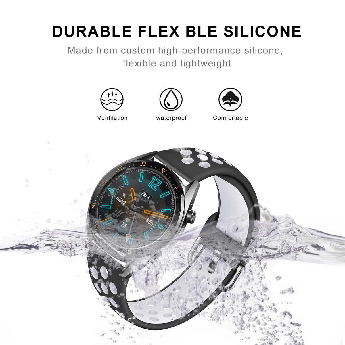 Silicone Smart Watch Strap - Adjustable 20/22mm Band for Enhanced Comfort and Style
