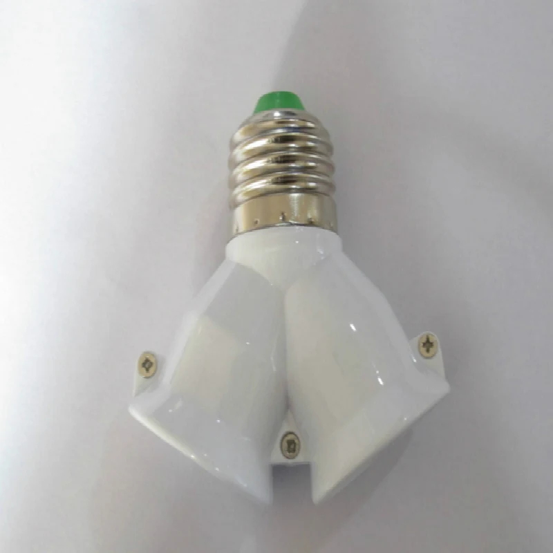 

1 to 2 Lamp Holder Bulb Holder Dual Double 2X E27 Socket Base Extend Splitter Plug Halogen Light Lamp Copper Contact Adapter