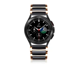 Elegant Ceramic & Stainless Steel Watchband Bracelet - Premium Metal Strap 40mm/44mm - Galaxy 4 5 6 7 44mm (Rose gold - black)