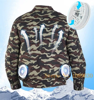 

Summer Camouflage Jackets Fan Cooling Jacket Men Air Conditioning Cool Coat Outdoor Sun Protection Jacket USB Charging Overalls