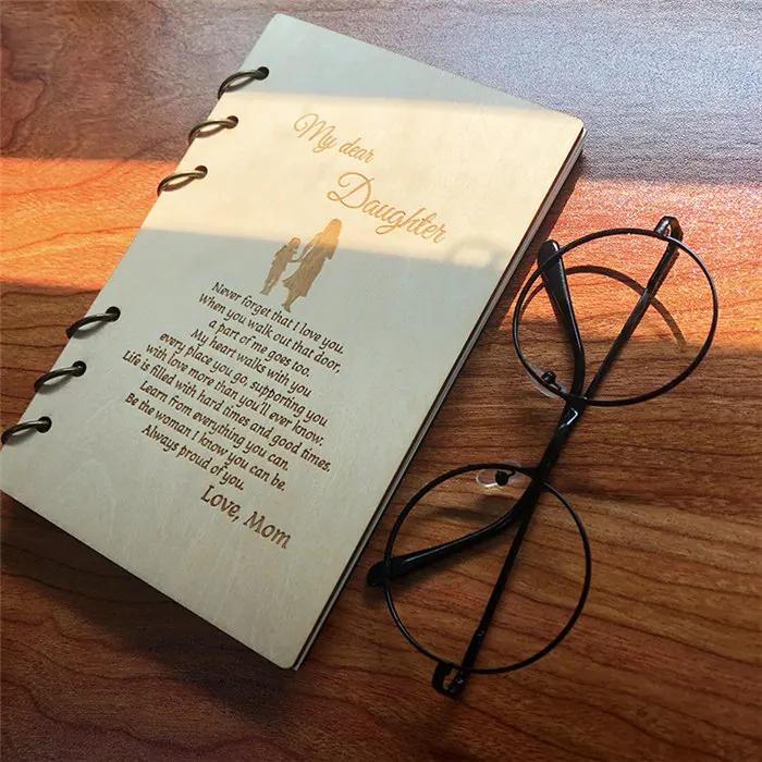 To my daughter Personalised Custom Wooden Notebook for Daughter Son Gift Anniversary Diary Retro Book Journal Christmas Graduation Gift - Цвет: To my daughter