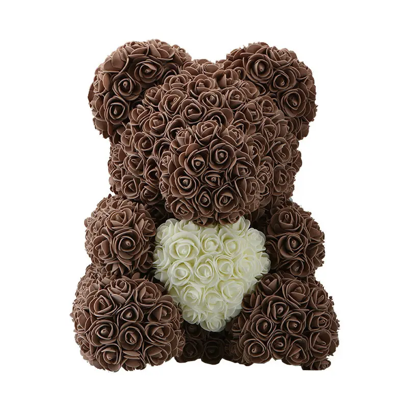 398cm brown cream Горячая Распродажа 40 см красный медведь роза Искусственные цветы Teddi медведь розы украшения Рождественские подарки для женщин подарок на день Святого Валентина - Цвет: 398cm brown cream